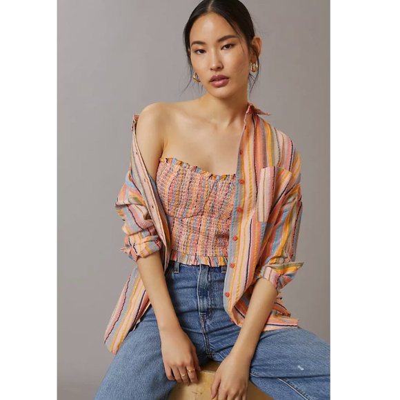 NWT Anthropologie Rainbow Smocked Top - Picture 4 of 10